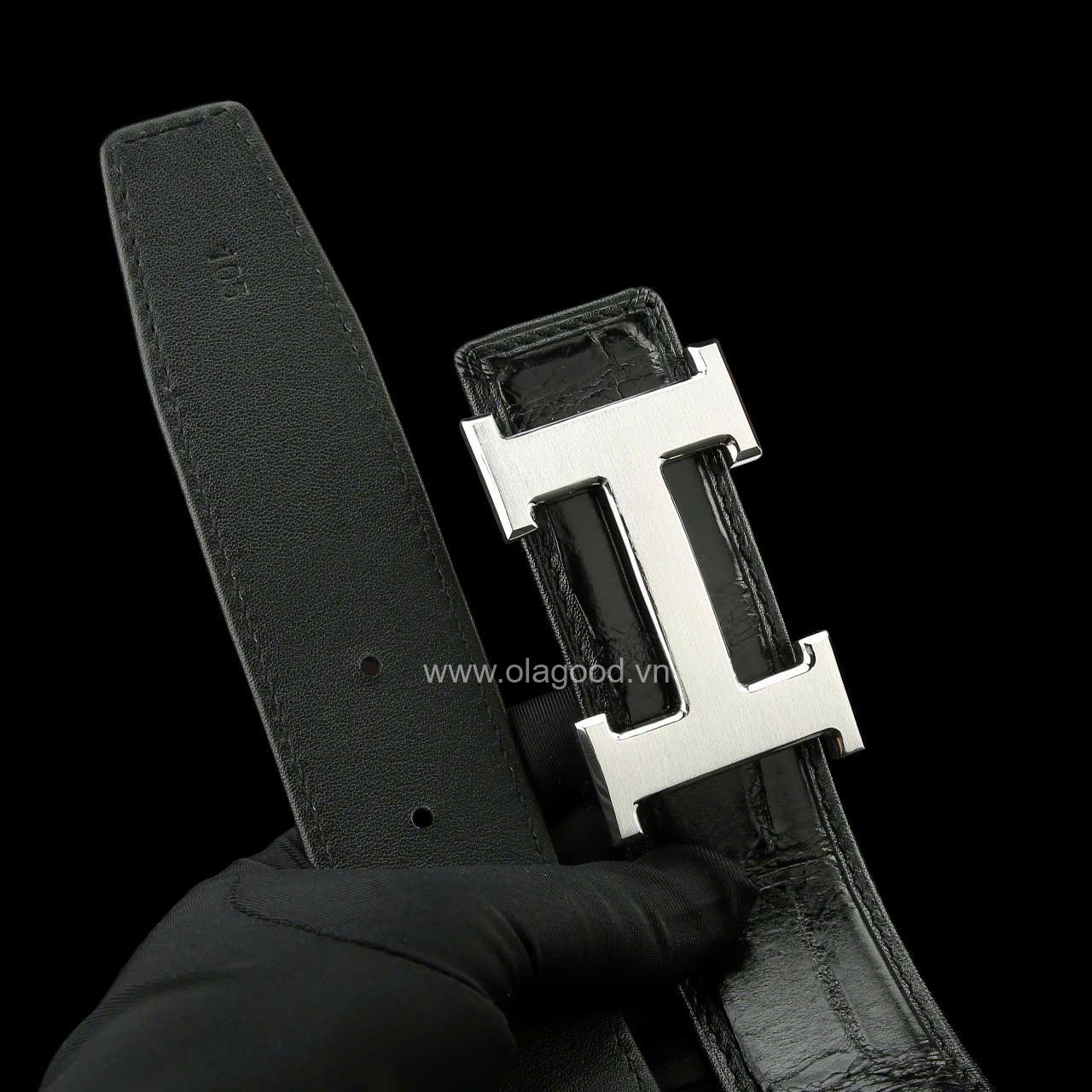 Thắt lưng nam cá sấu chính hãng - Khóa bạc Ý S925 - Hình ảnh 6