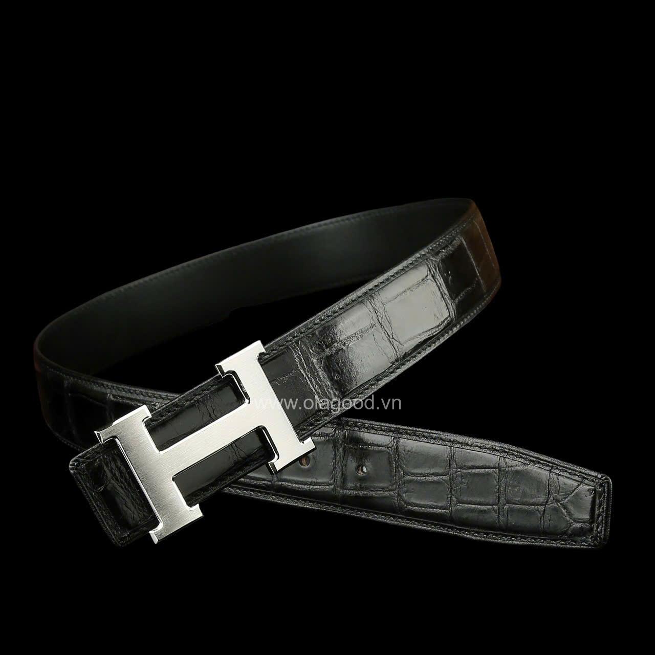 Thắt lưng nam cá sấu chính hãng - Khóa bạc Ý S925 - Hình ảnh 4