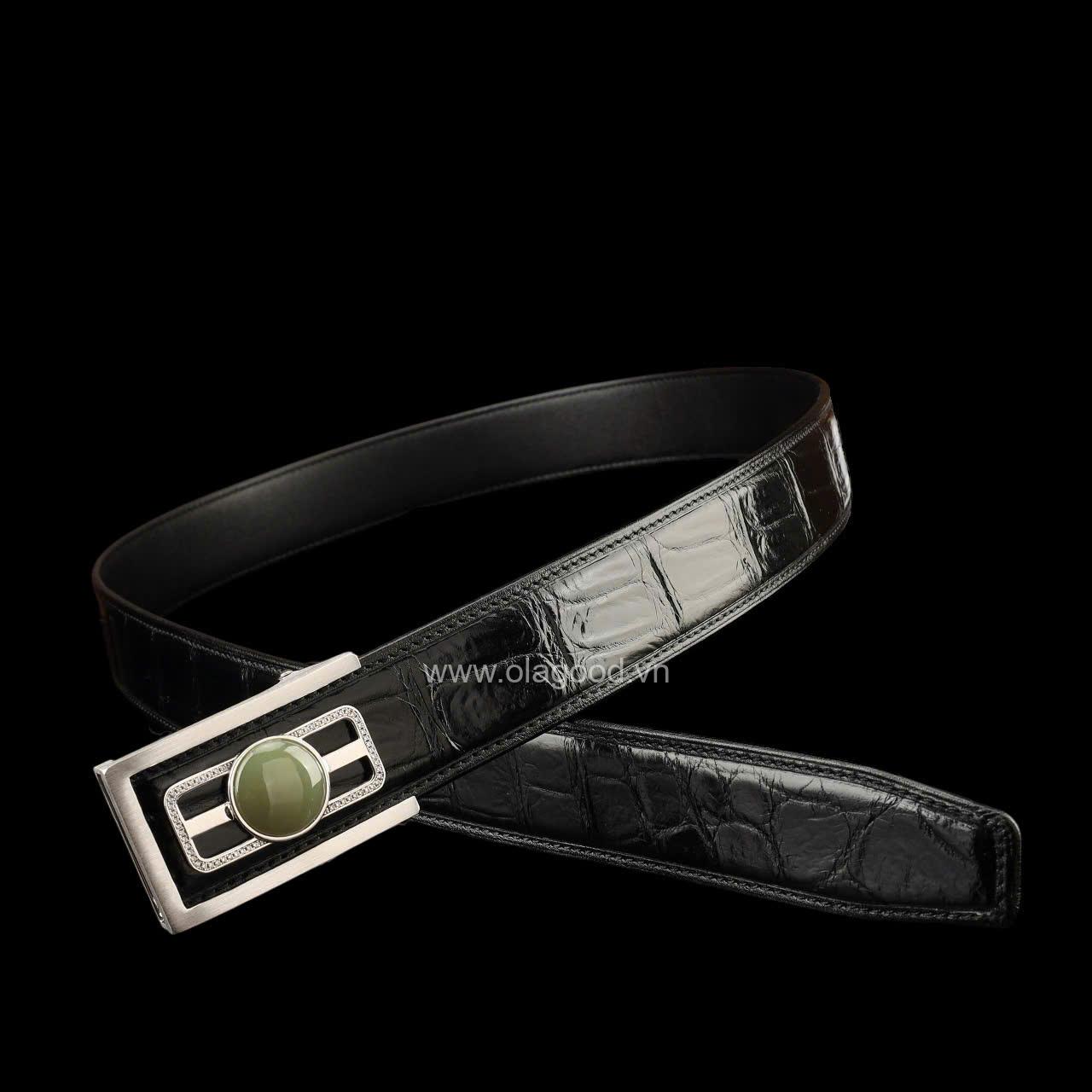 Thắt lưng nam da cá sấu xịn - Khóa bạc Ý S925 - Hình ảnh 8