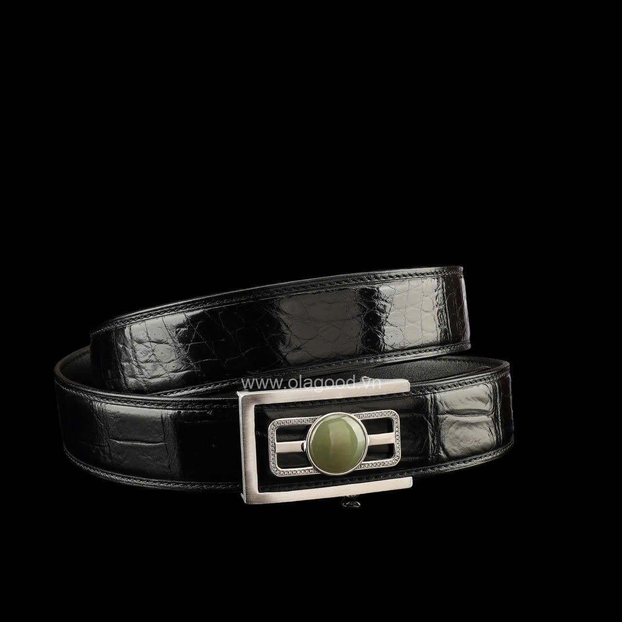 Thắt lưng nam da cá sấu xịn - Khóa bạc Ý S925 - Hình ảnh 3