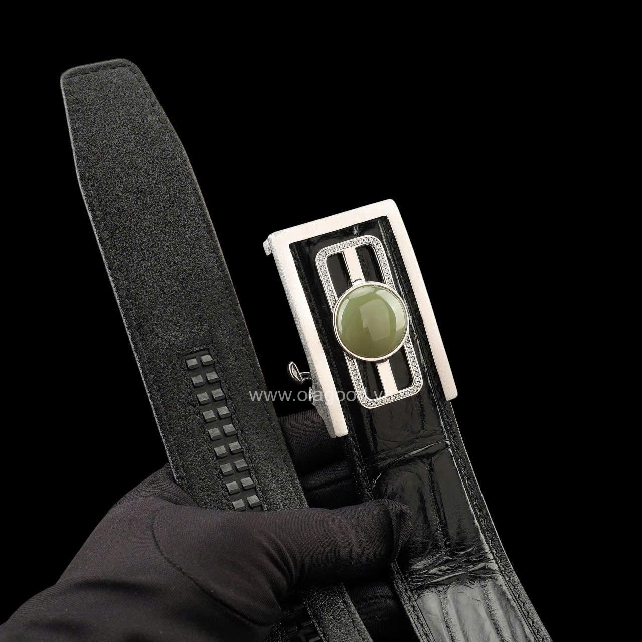 Thắt lưng nam da cá sấu xịn - Khóa bạc Ý S925 - Hình ảnh 10