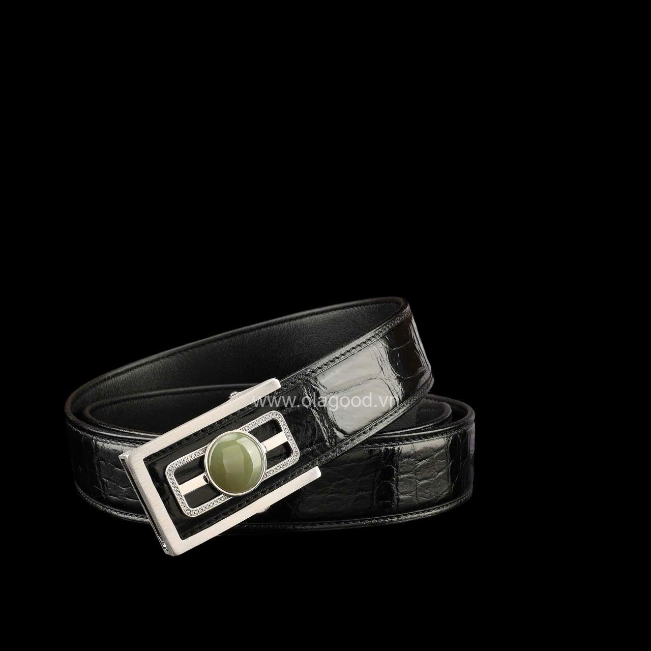 Thắt lưng nam da cá sấu xịn - Khóa bạc Ý S925 - Hình ảnh 5