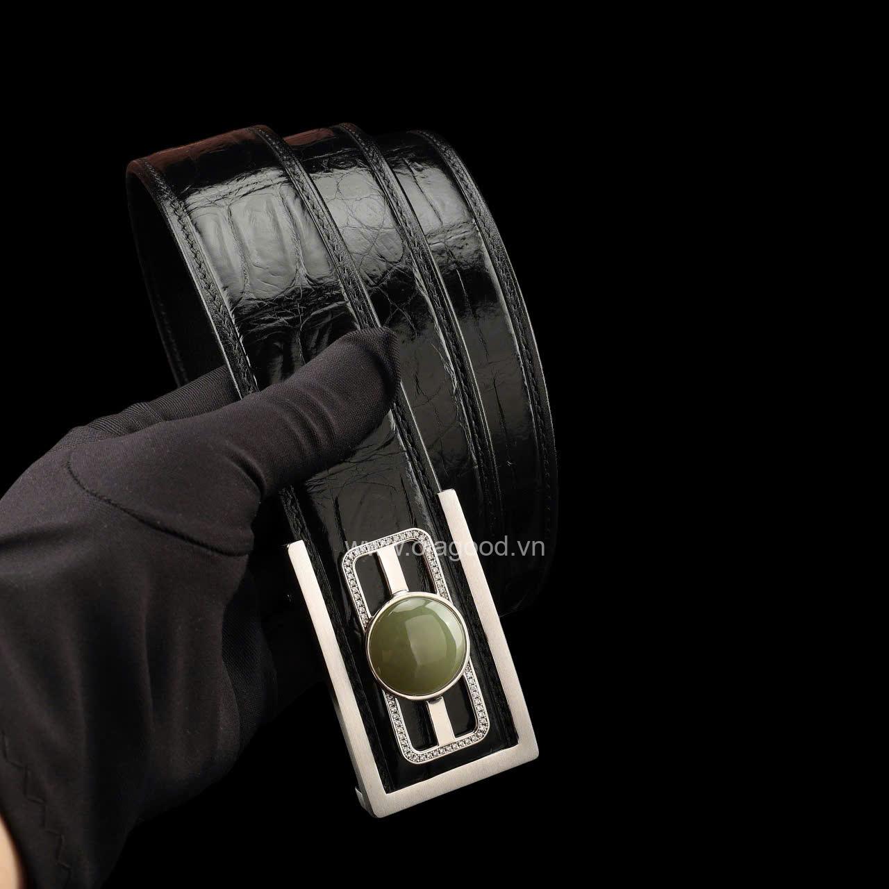 Thắt lưng nam da cá sấu xịn - Khóa bạc Ý S925 - Hình ảnh 6