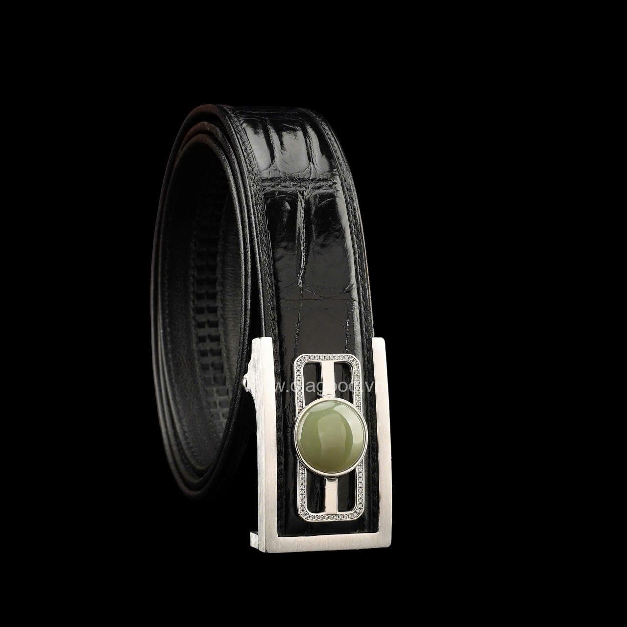 Thắt lưng nam da cá sấu xịn - Khóa bạc Ý S925 - Hình ảnh 7