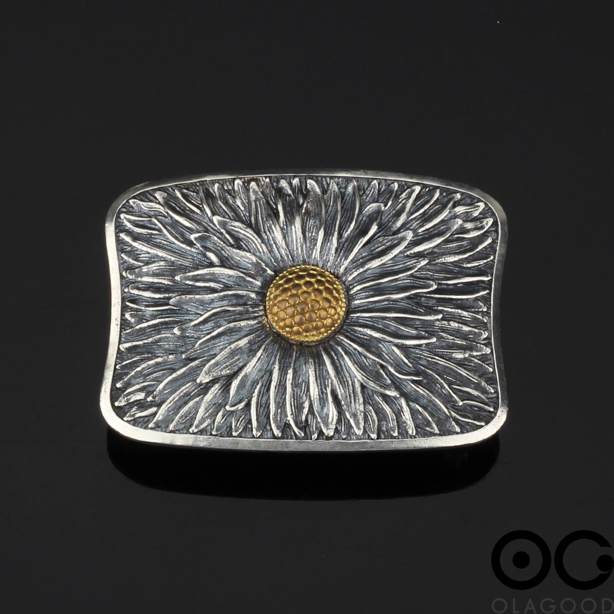 Đầu khóa dây lưng hoa hướng dương bạc ý 925 - KB0176 - Hình ảnh 2