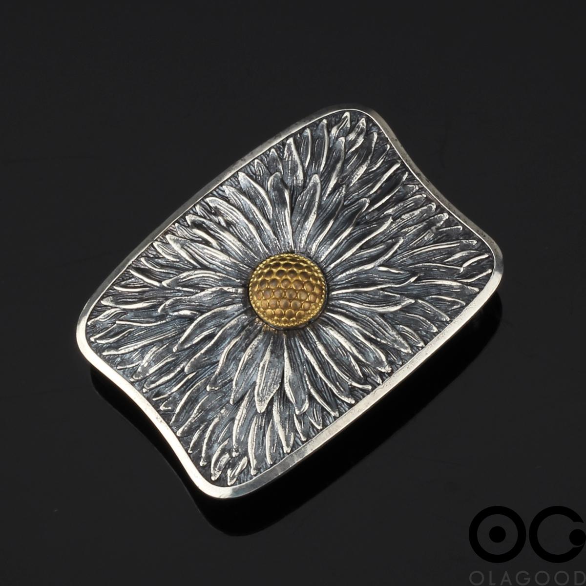 Đầu khóa dây lưng hoa hướng dương bạc ý 925 - KB0176 - Hình ảnh 3