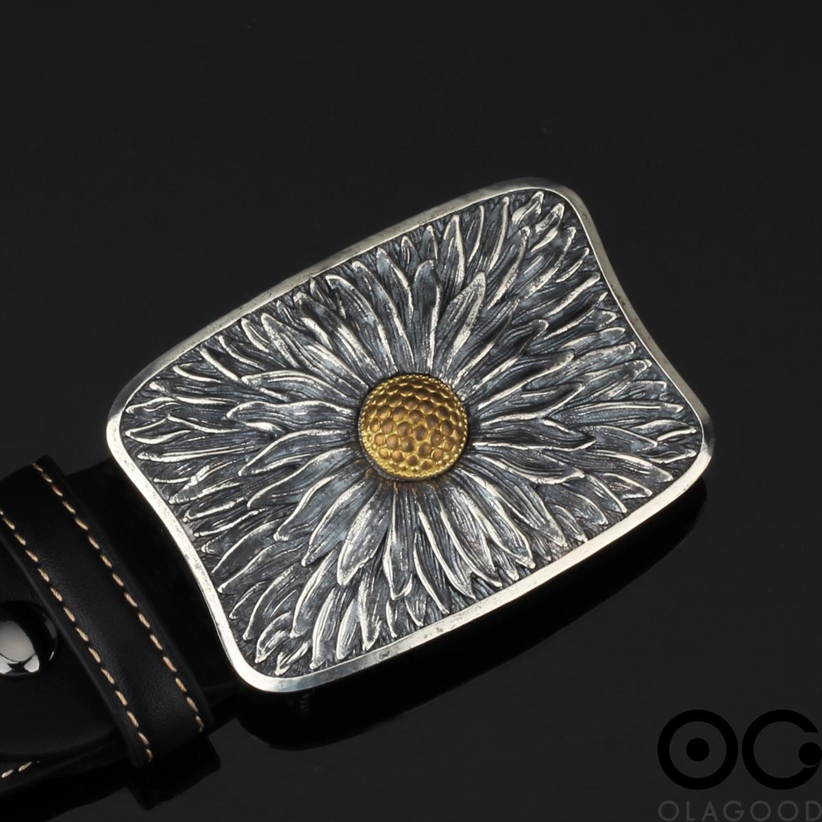 Đầu khóa dây lưng hoa hướng dương bạc ý 925 - KB0176