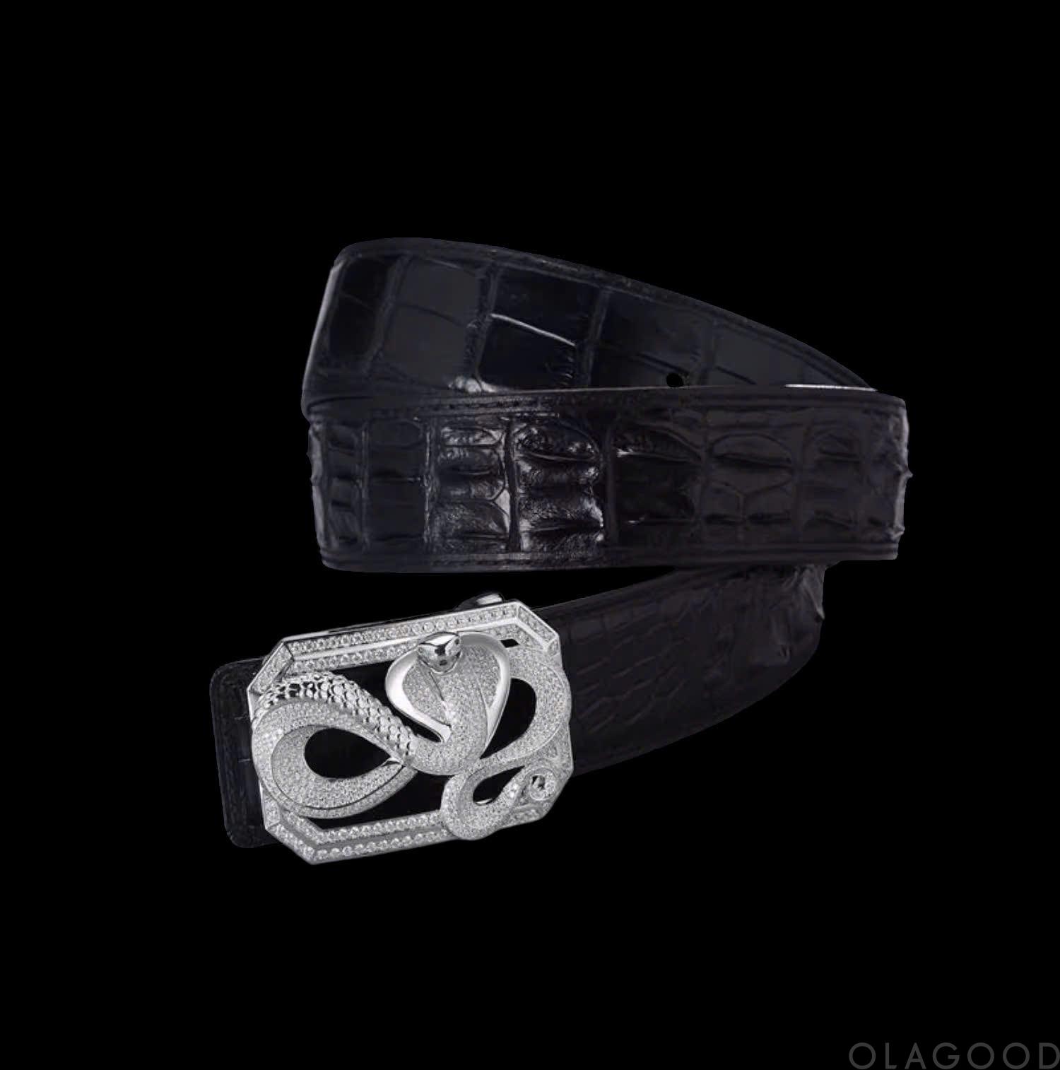 Đầu khóa thắt lưng hình hổ mang chúa – Bạc ý 925 mạ vàng trắng – Đính kim cương Moissanite - KB0187 - Hình ảnh 7