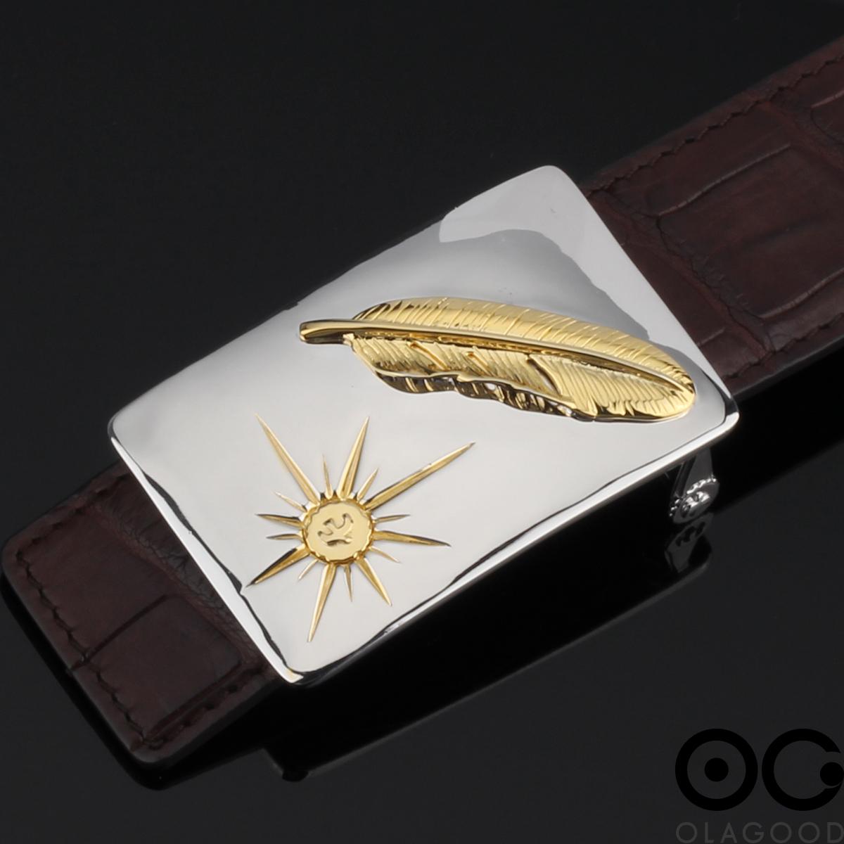 Đầu khóa thắt lưng hình lông vũ Takahashi bạc ý 925 mạ vàng 24k - KB0181