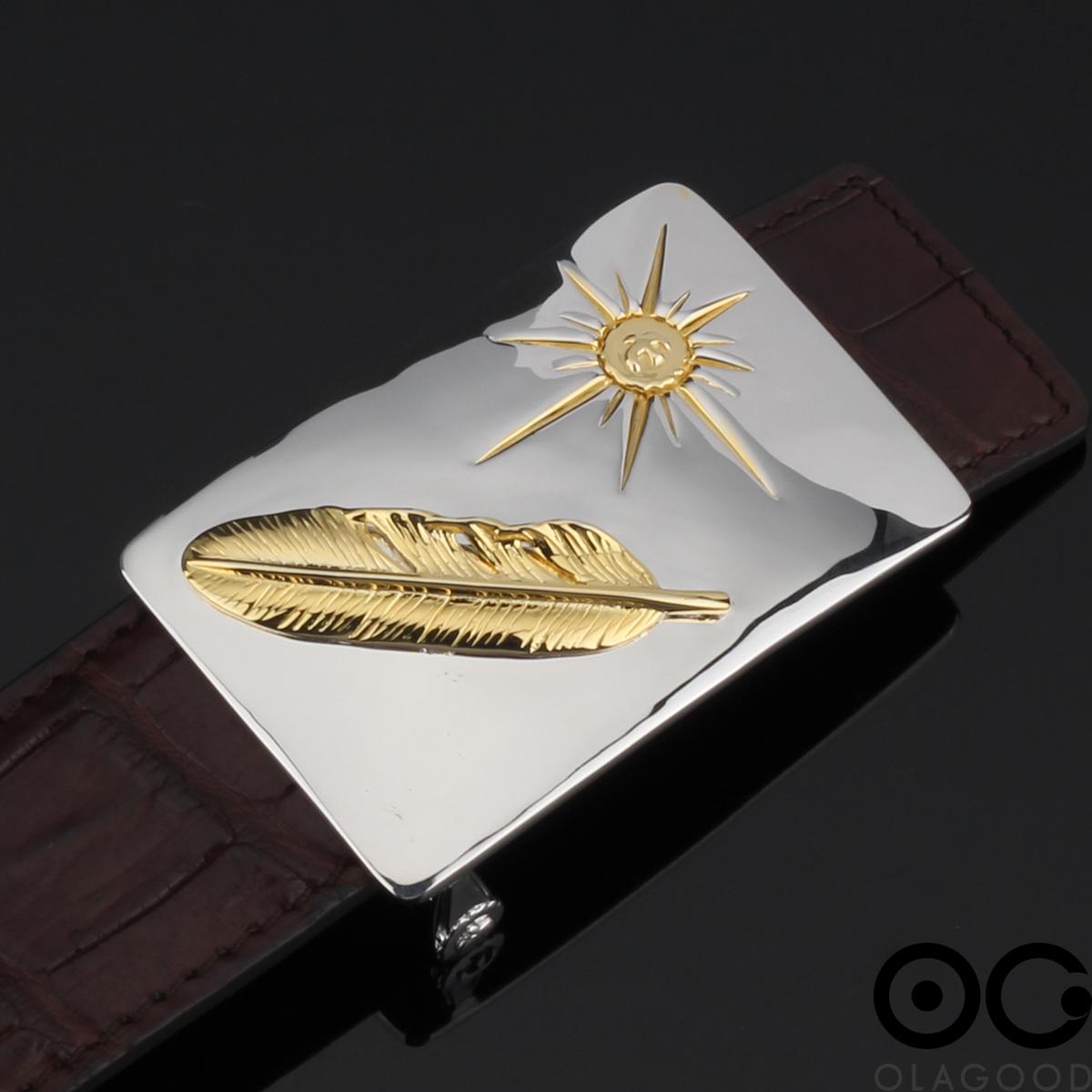 Đầu khóa thắt lưng hình lông vũ Takahashi bạc ý 925 mạ vàng 24k - KB0181 - Hình ảnh 3