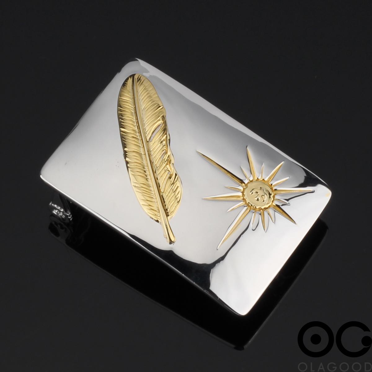 Đầu khóa thắt lưng hình lông vũ Takahashi bạc ý 925 mạ vàng 24k - KB0181 - Hình ảnh 4