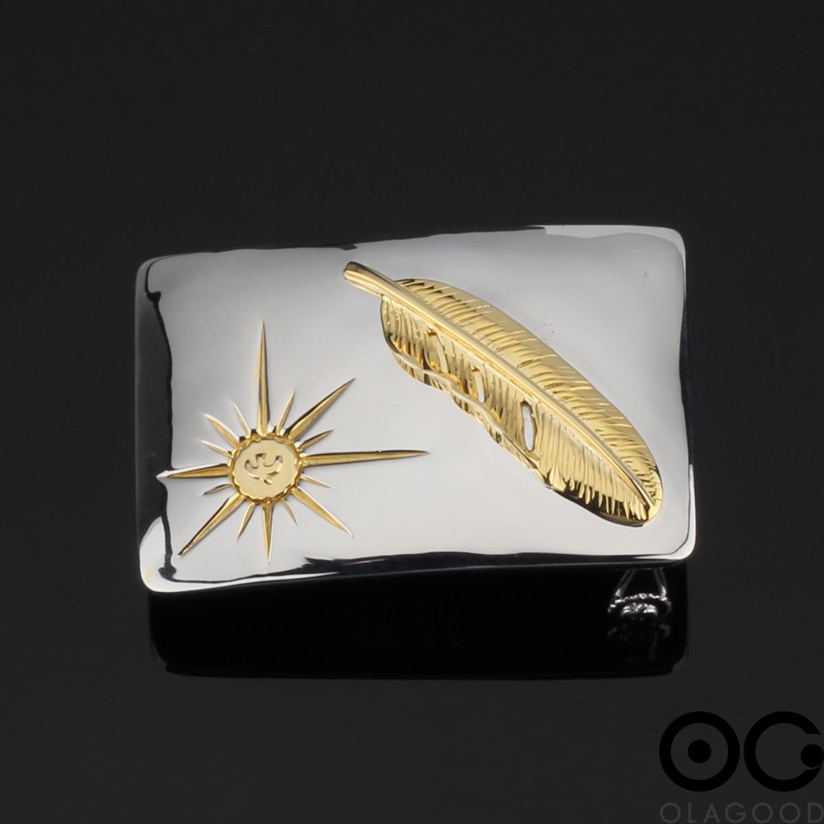 Đầu khóa thắt lưng hình lông vũ Takahashi bạc ý 925 mạ vàng 24k - KB0181 - Hình ảnh 5