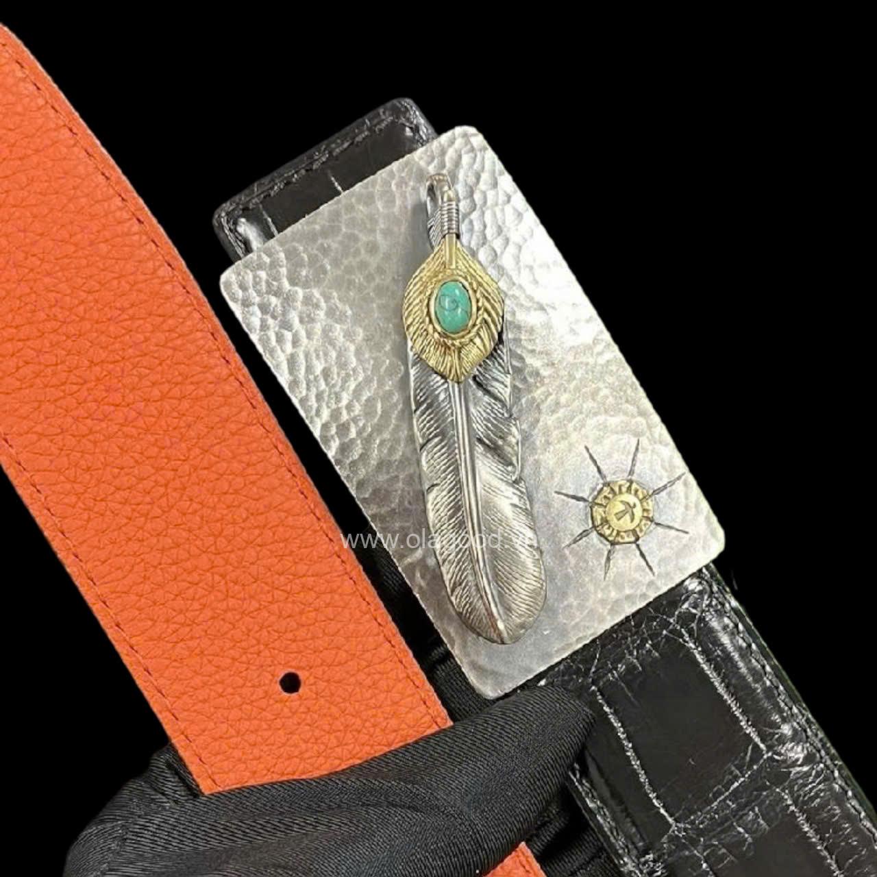 Đầu khóa thắt lưng hình lông vũ Takahashi đá xanh ngọc bạc ý 925 - KB0171 - Hình ảnh 5