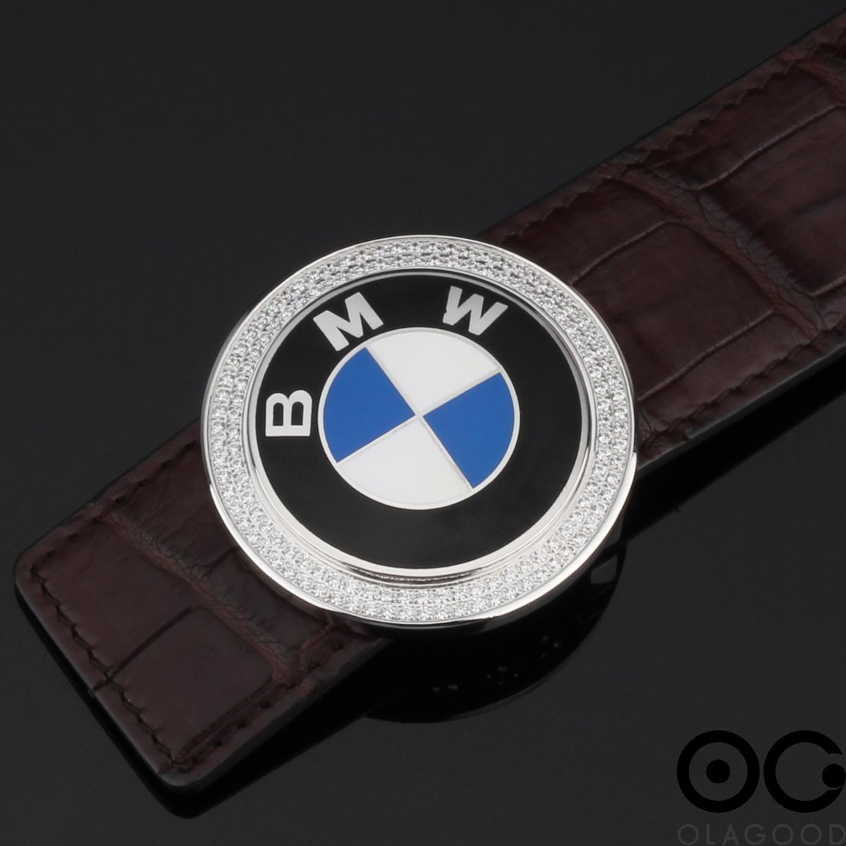 Đầu khóa thắt lưng logo xe BMW bạc ý 925 - KB0184
