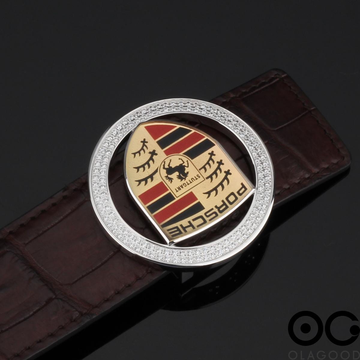 Đầu thắt lưng logo xe Porsche bạc ý 925 - KB0183