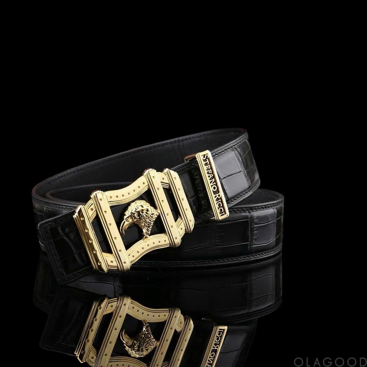 Dây nịt nam da cá sấu xịn - Khóa mạ vàng 24K - TLV014S - Hình ảnh 3