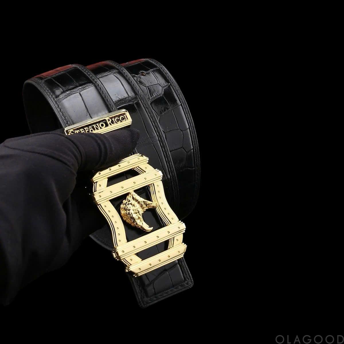 Dây nịt nam da cá sấu xịn - Khóa mạ vàng 24K - TLV014S - Hình ảnh 5