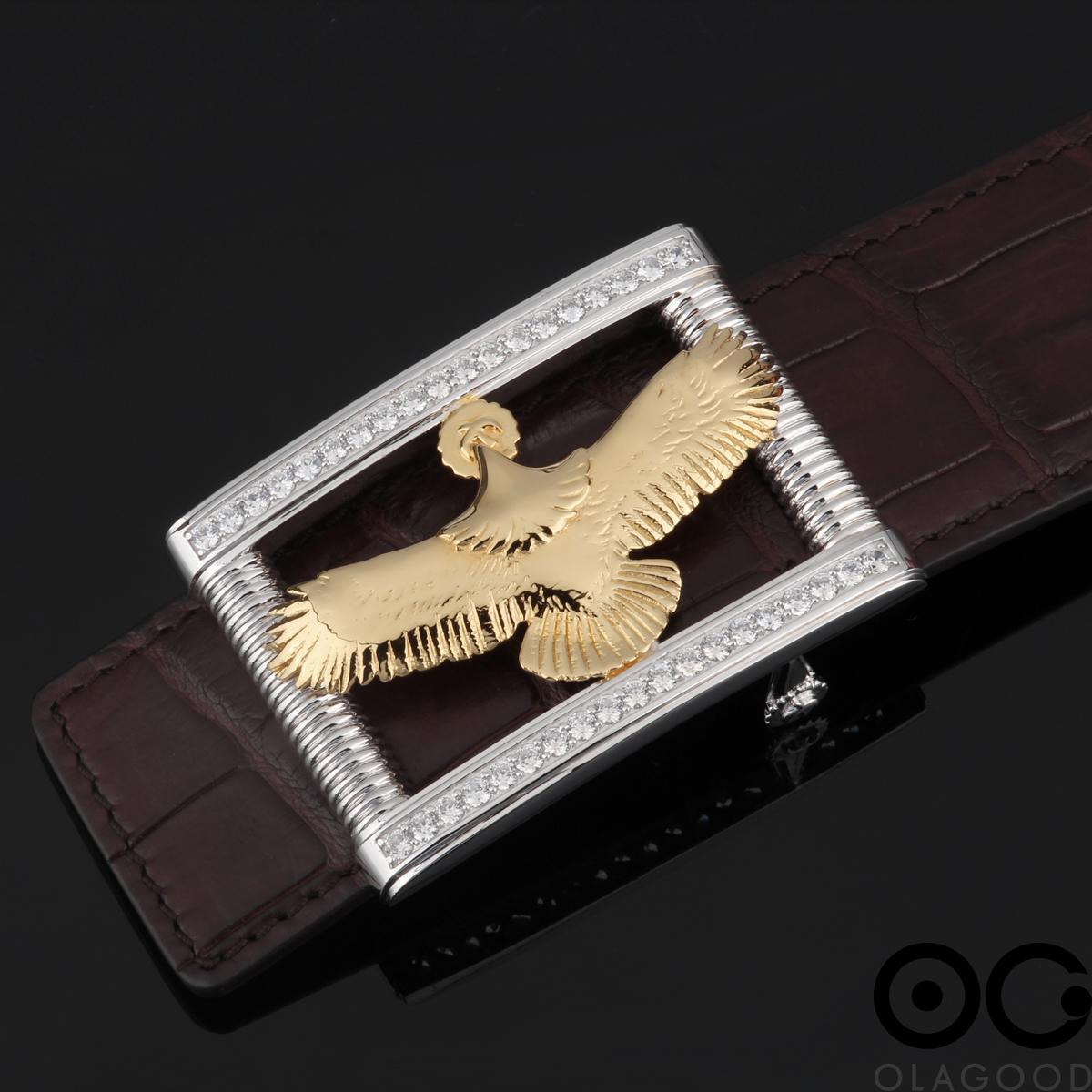 Mặt khóa thắt lưng hình đại bàng tung cánh bạc ý 925 - KB0177