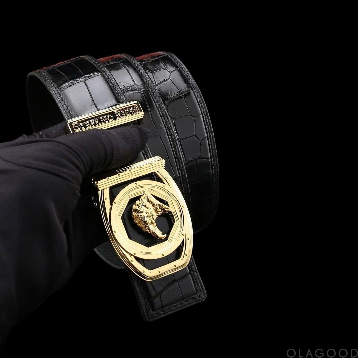 Thắt lưng nam da cá sấu - Khóa mạ vàng 24K - TLV015S - Hình ảnh 3