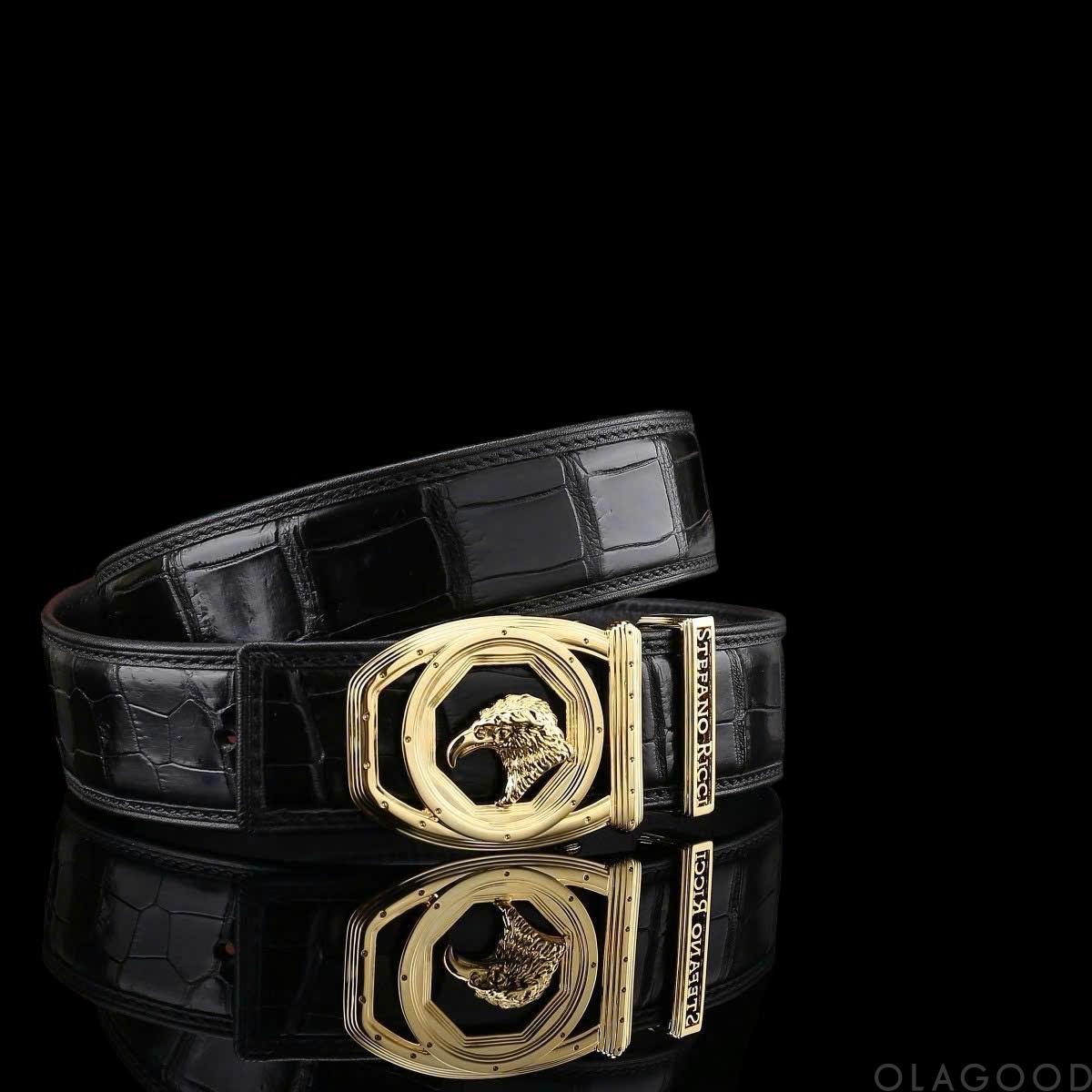Thắt lưng nam da cá sấu - Khóa mạ vàng 24K - TLV015S - Hình ảnh 4