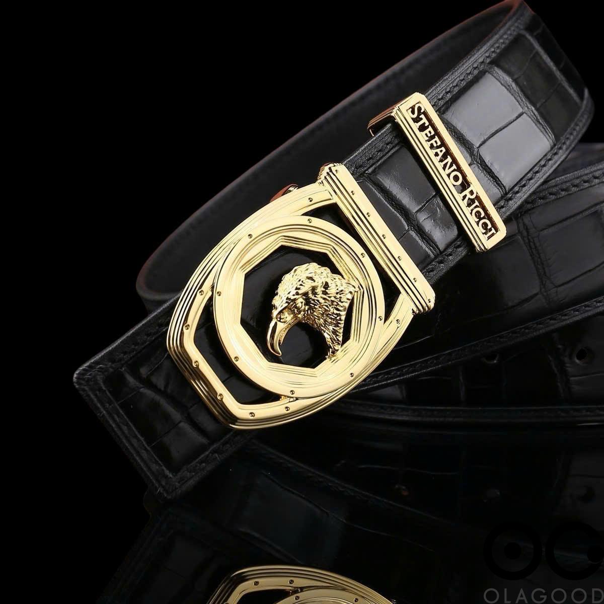 Thắt lưng nam da cá sấu - Khóa mạ vàng 24K - TLV015S - Hình ảnh 5