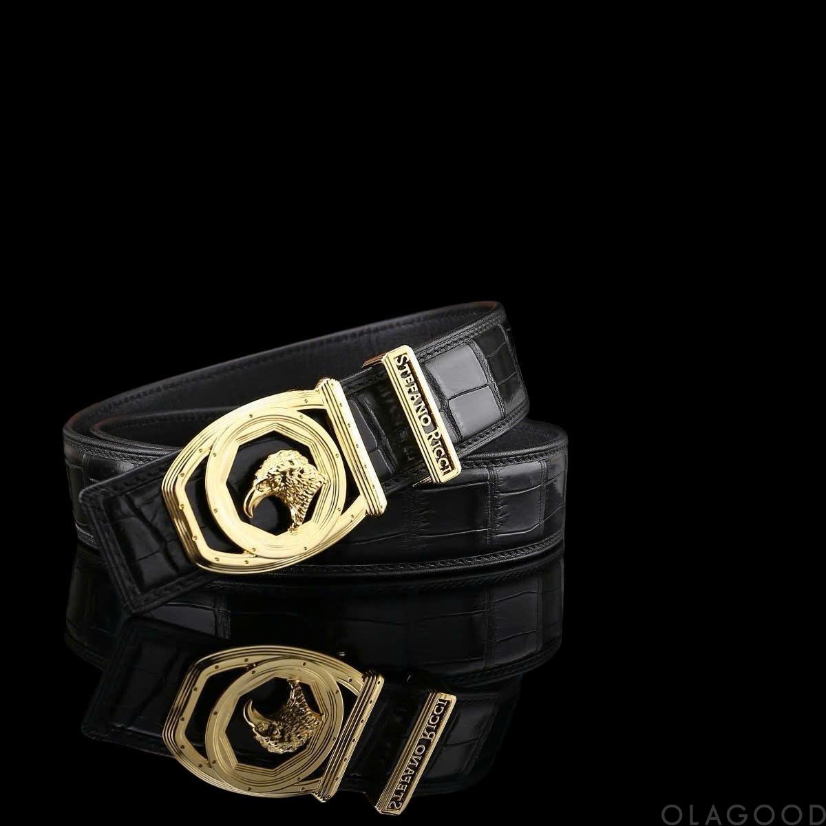 Thắt lưng nam da cá sấu - Khóa mạ vàng 24K - TLV015S - Hình ảnh 7