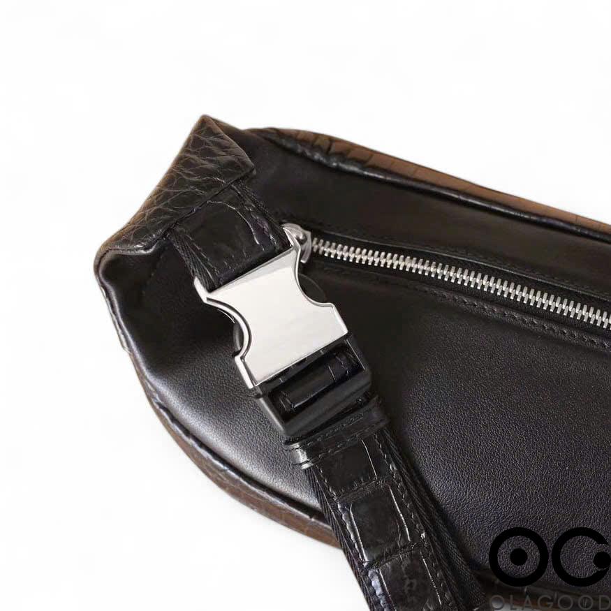 Túi bao tử nam da cá sấu đeo chéo màu đen TBTDT012S - Hình ảnh 11
