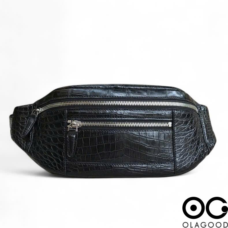 Túi bao tử nam da cá sấu đeo chéo màu đen TBTDT012S - Hình ảnh 5