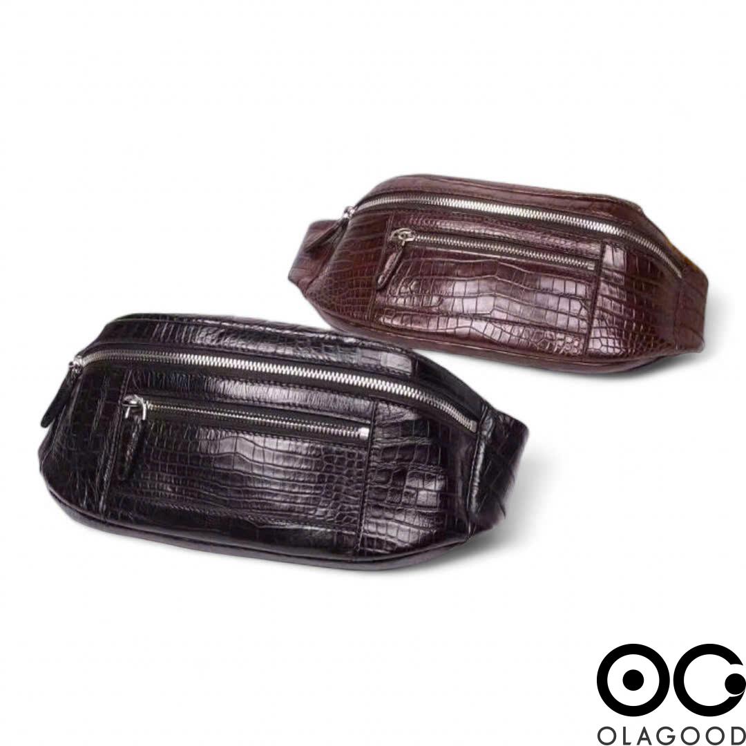 Túi bao tử nam da cá sấu đeo chéo màu đen TBTDT012S