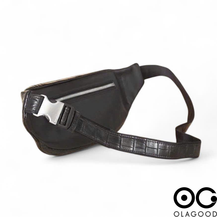 Túi bao tử nam da cá sấu đeo chéo màu đen TBTDT012S - Hình ảnh 10