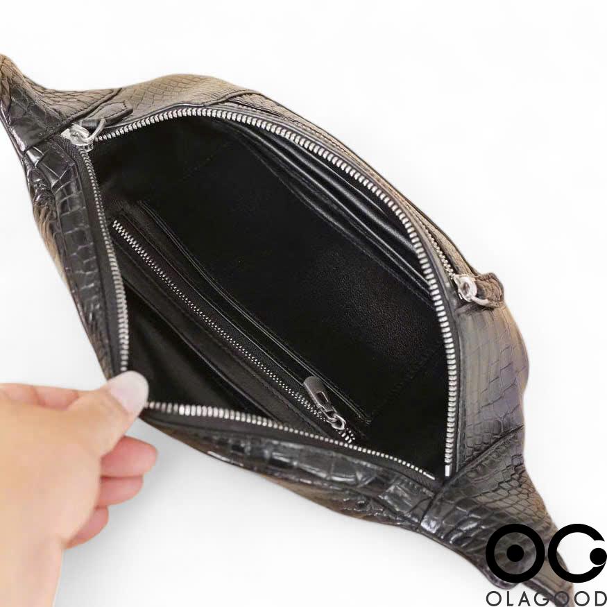 Túi bao tử nam da cá sấu đeo chéo màu đen TBTDT012S - Hình ảnh 8