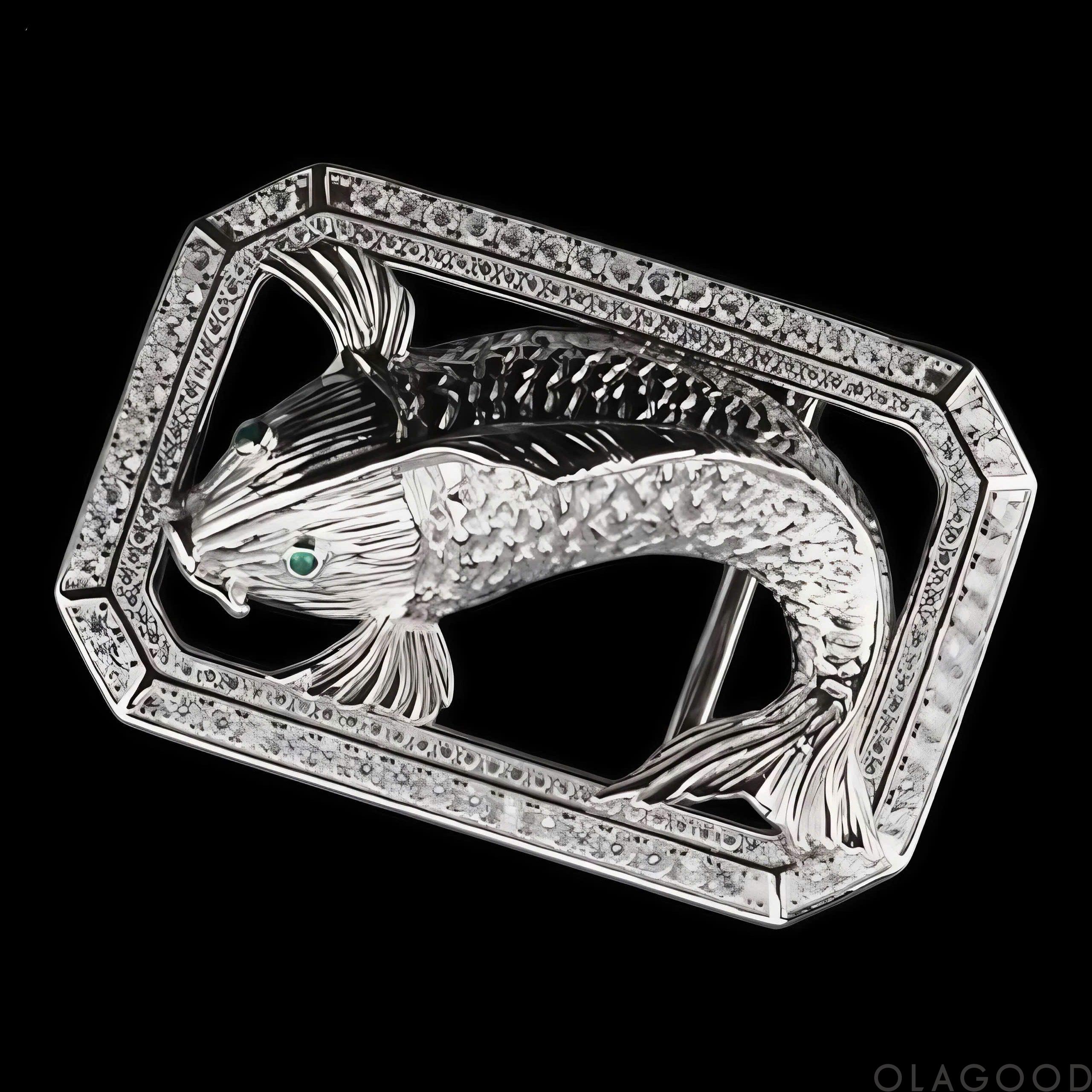 Đầu khóa thắt lưng hình cá chép bạc ý 925 - KB0173