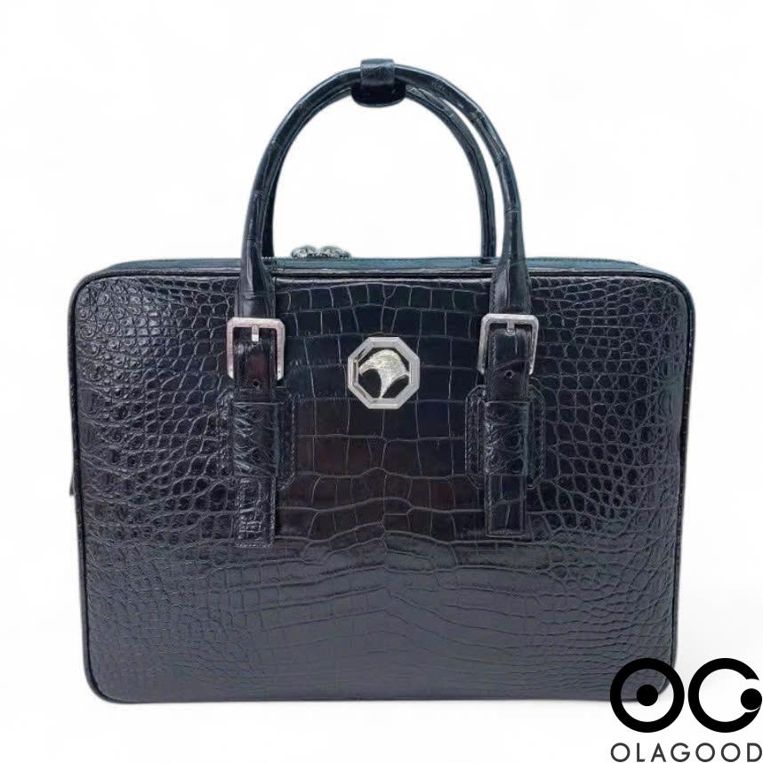 Cặp laptop nam màu xám da cá sấu - CLT0129S