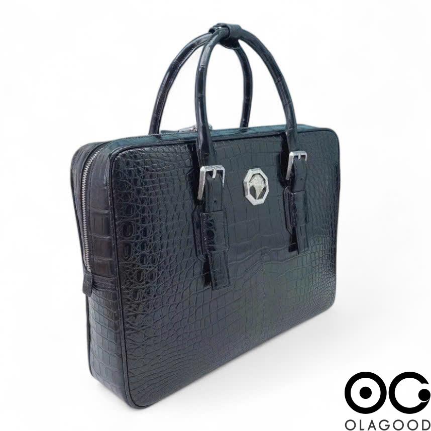 Cặp laptop nam màu xám da cá sấu - CLT0129S - Hình ảnh 4