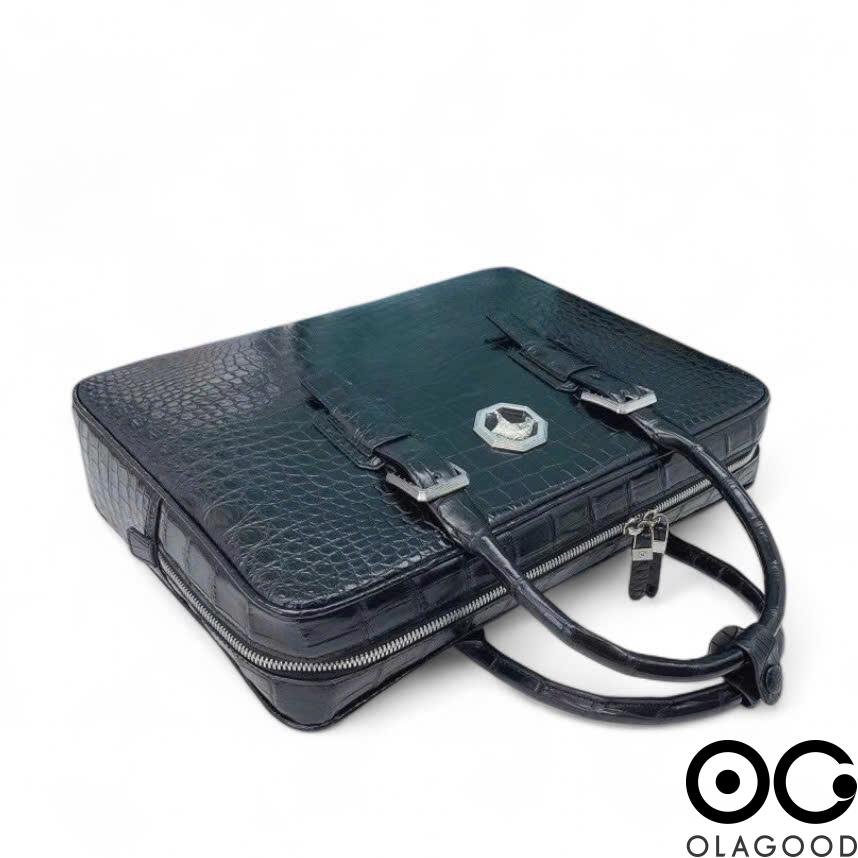 Cặp laptop nam màu xám da cá sấu - CLT0129S - Hình ảnh 5