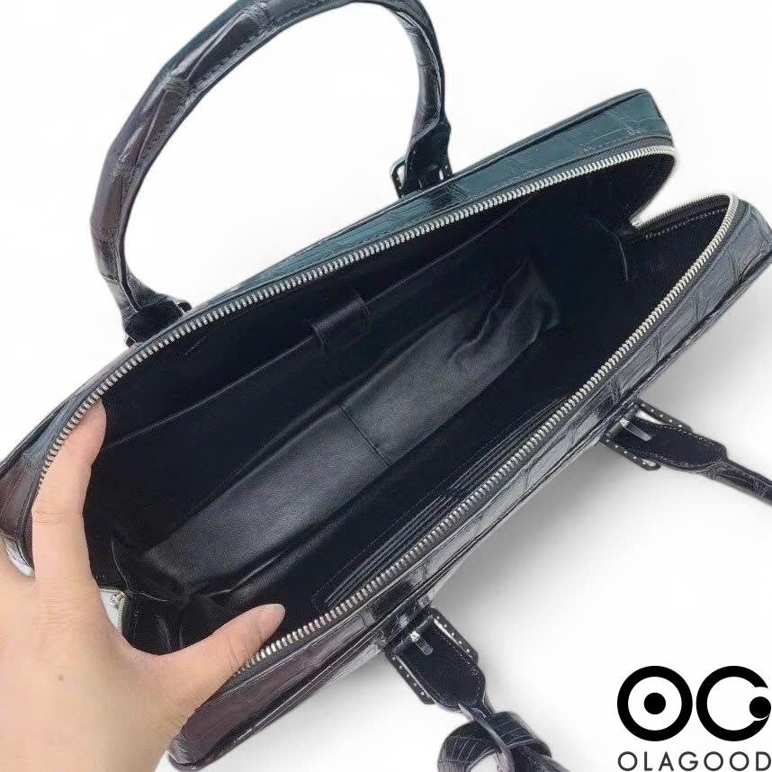 Cặp laptop nam màu xám da cá sấu - CLT0129S - Hình ảnh 7