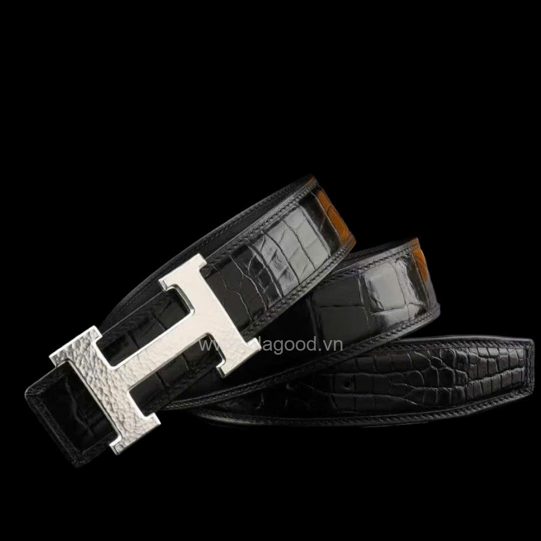 Thắt lưng da cá sấu - Khóa bạc ý S925 vẩy rồng - TLB0175S