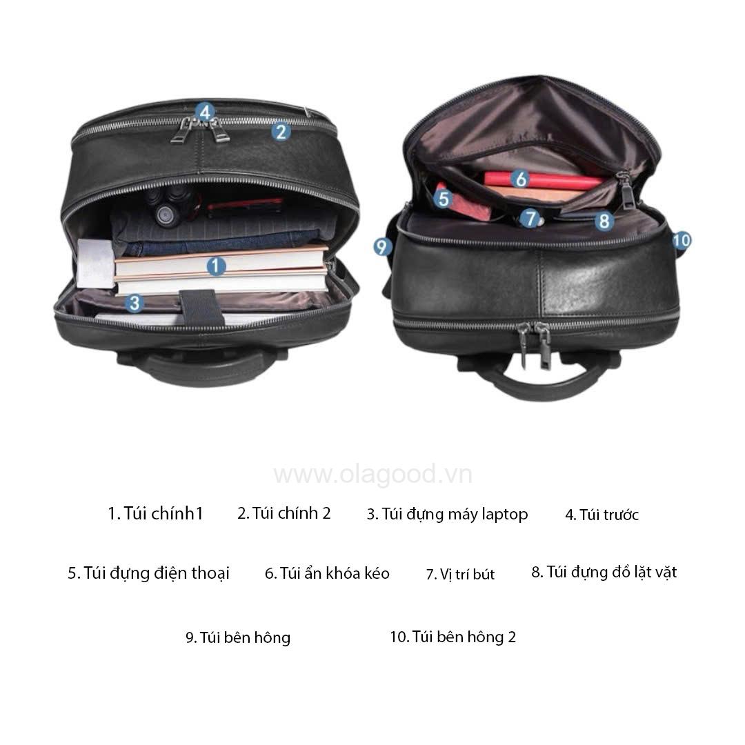 Balo du lịch nam da bò cao cấp - BL016B - Hình ảnh 14
