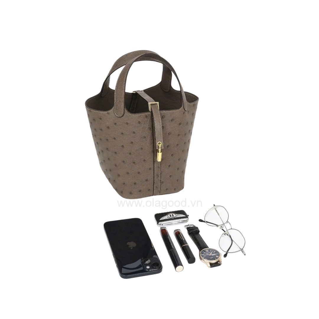 Túi nữ da đà điểu nhập khẩu - Khâu thủ công - TXF0232D - Hình ảnh 11