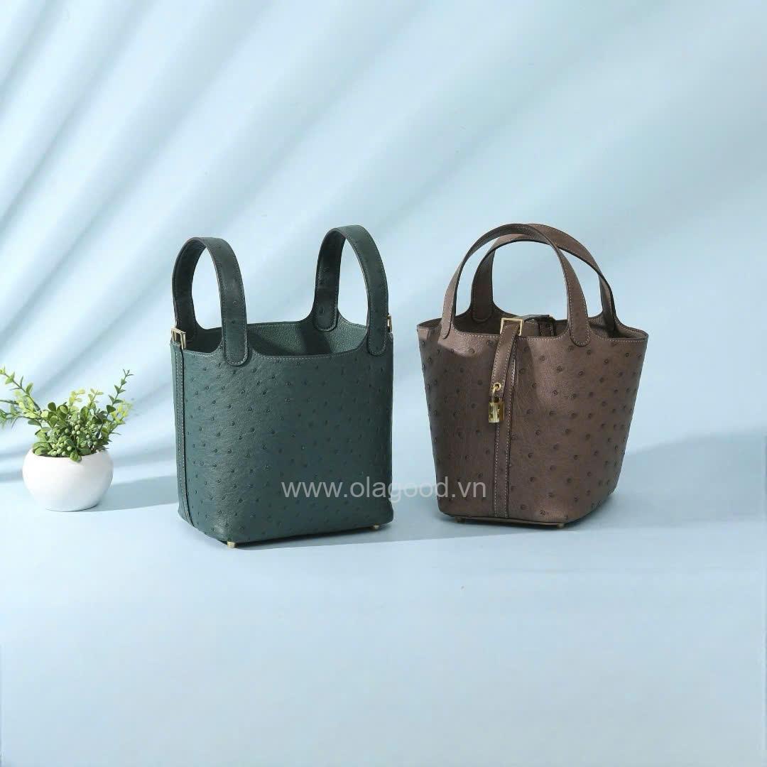 Túi nữ da đà điểu nhập khẩu - Khâu thủ công - TXF0232D - Hình ảnh 17