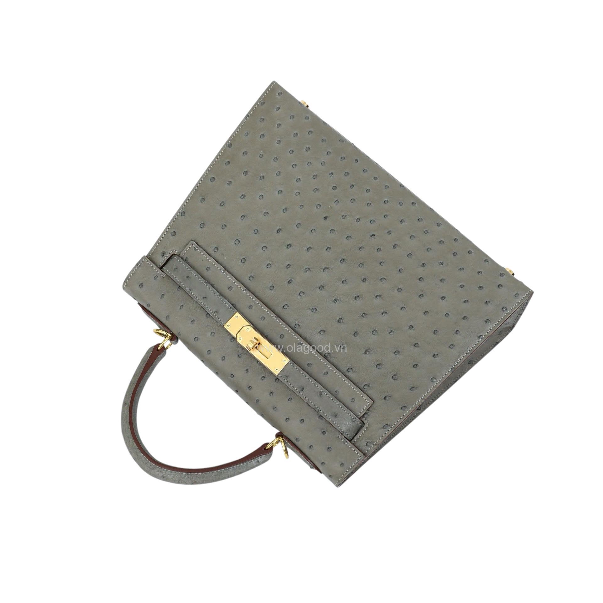 Túi xách nữ da đà điểu khâu thủ công bằng chỉ sáp - TXF0225D - Hình ảnh 11