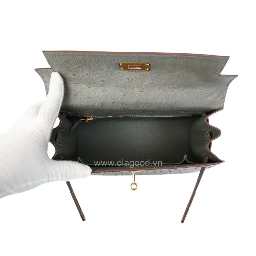 Túi xách nữ da đà điểu khâu thủ công bằng chỉ sáp - TXF0225D - Hình ảnh 18