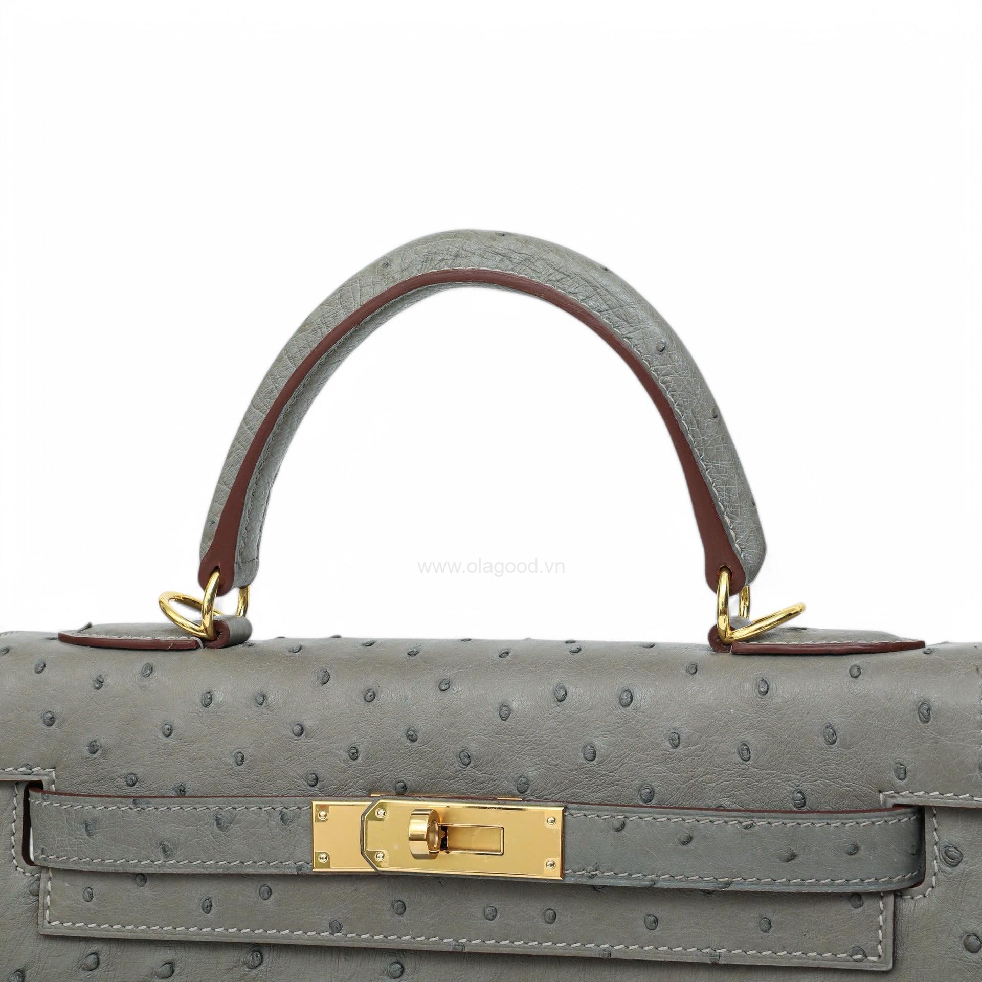 Túi xách nữ da đà điểu khâu thủ công bằng chỉ sáp - TXF0225D - Hình ảnh 17