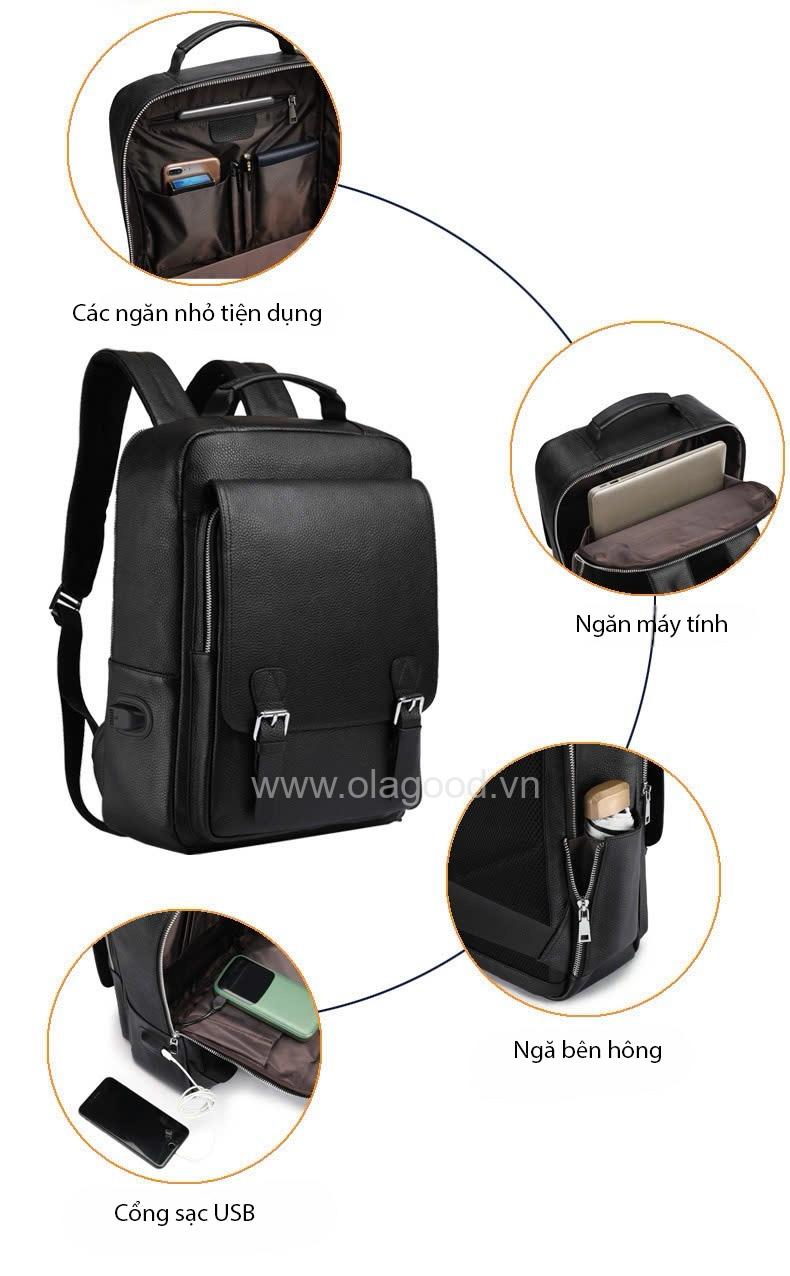 Balo du lịch nam da bò cao cấp - BL018B - Hình ảnh 8
