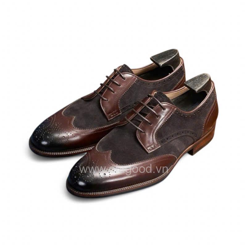 Giày derby nam da bê kết hợp da lộn - ZDB013B