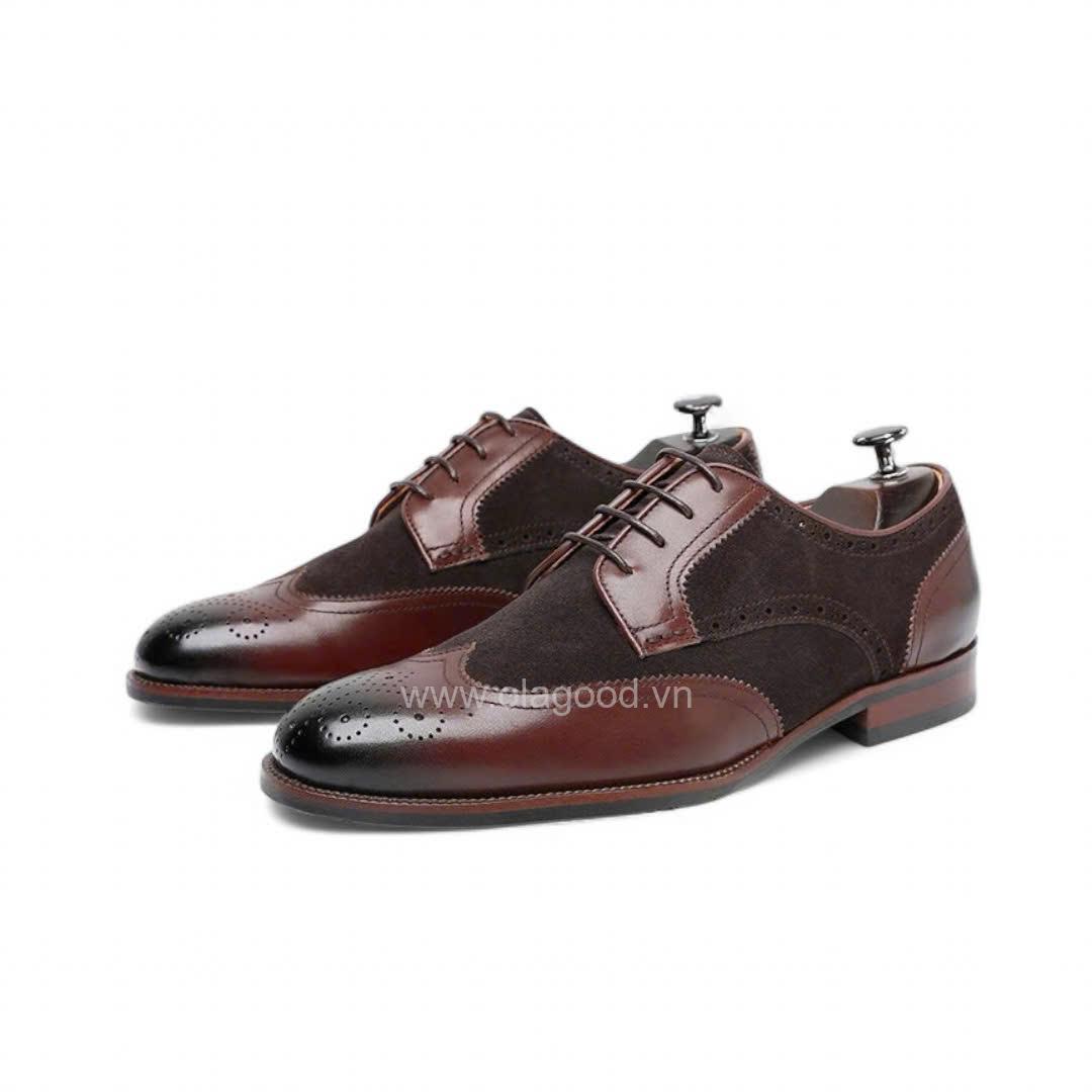 Giày derby nam da bê kết hợp da lộn - ZDB013B - Hình ảnh 4