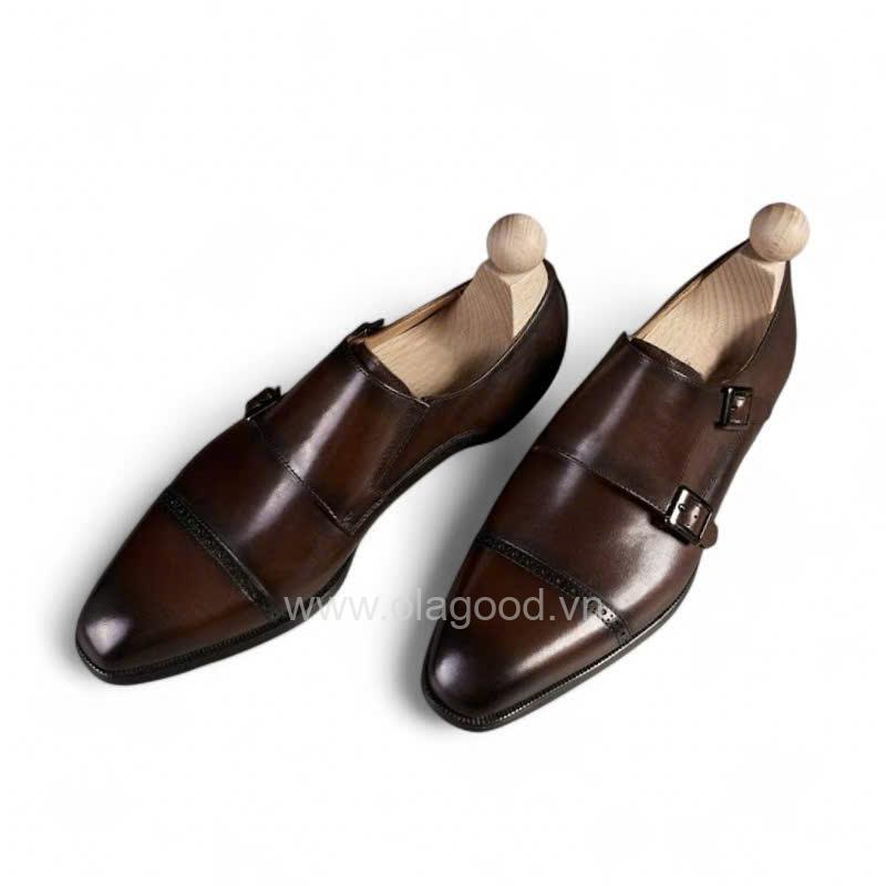 Giày double monktrap da bê cao cấp - ZDM011B - Hình ảnh 3