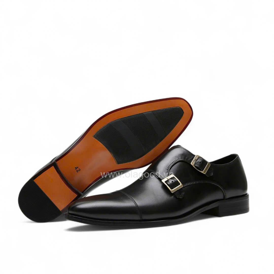 Giày double monktrap da bê cao cấp - ZDM011B - Hình ảnh 6