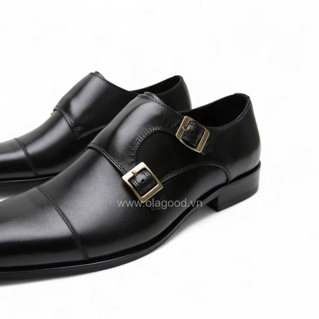 Giày double monktrap da bê cao cấp - ZDM011B - Hình ảnh 7