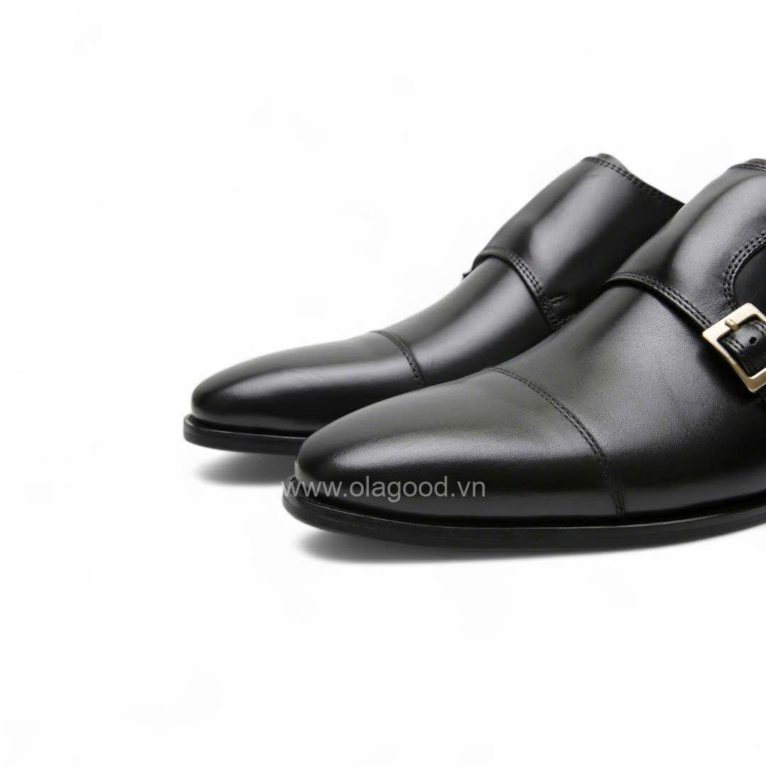 Giày double monktrap da bê cao cấp - ZDM011B - Hình ảnh 8